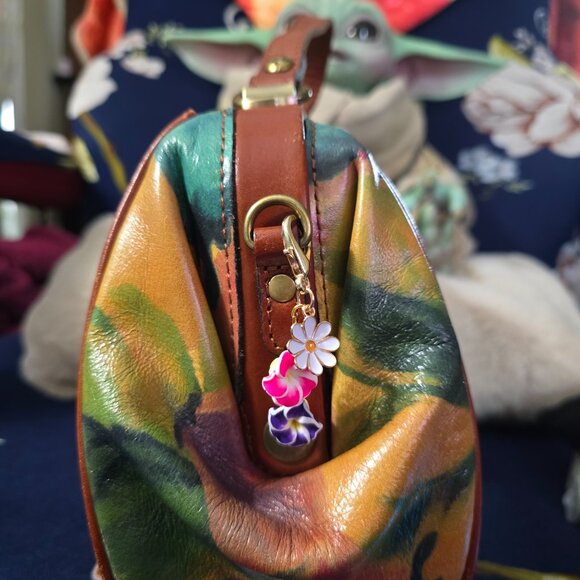 Patricia Nash Watercolor Butterfly Italian Leather Gracchi Satchel - Bag only - Picture 5 of 9